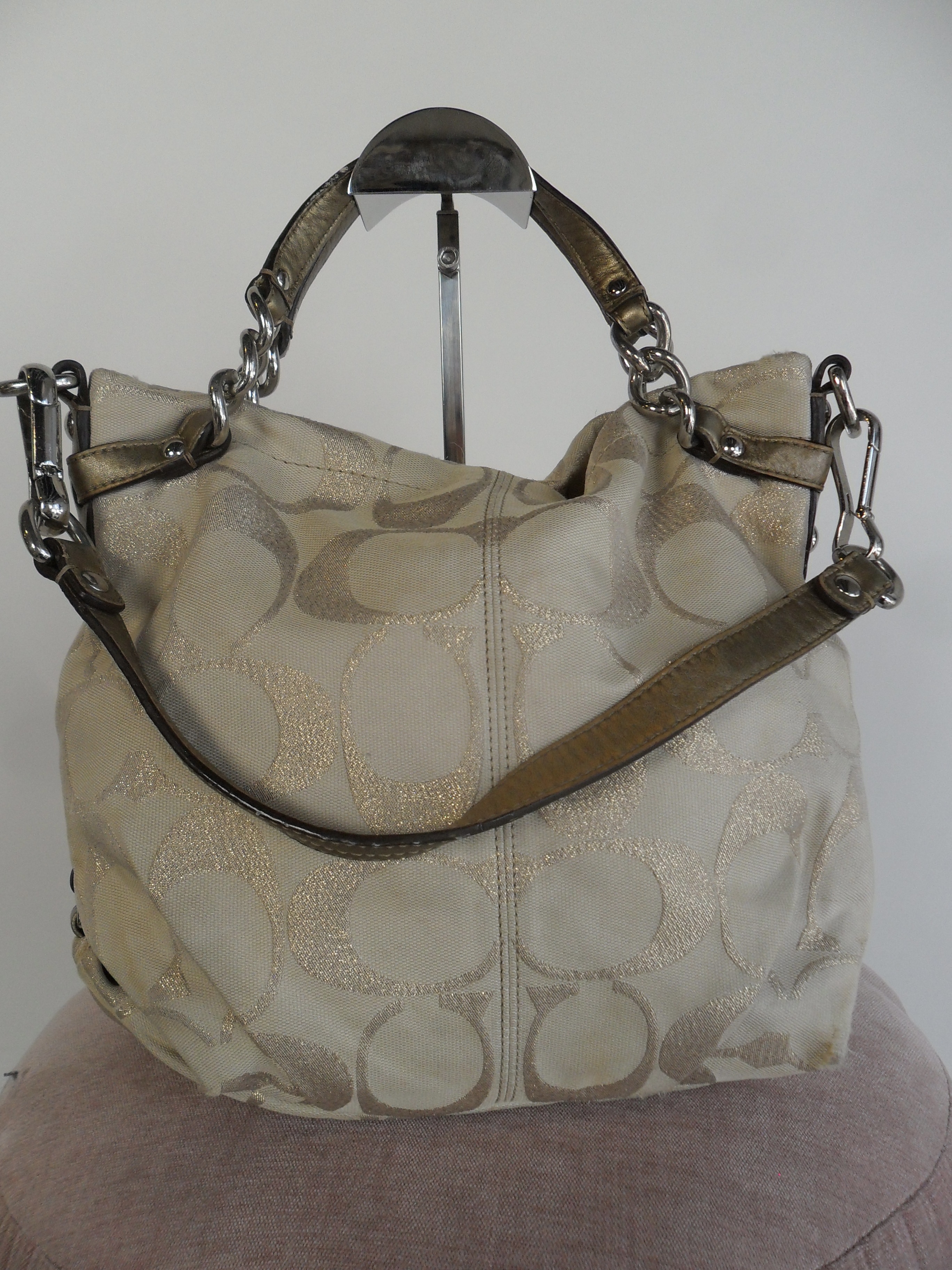 Cream Coach shoulder bag