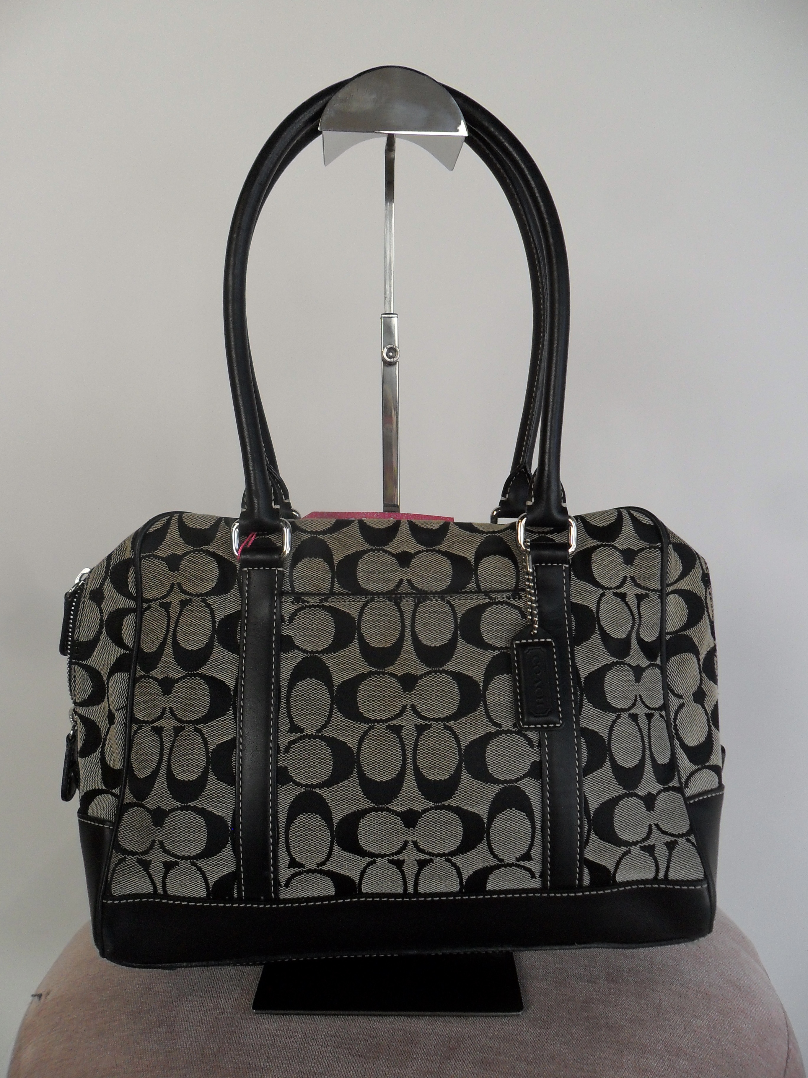 Black monogram Coach tote